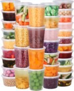 NESCCI 96 Pack (192-Piece) Deli Containers with Lids, 32/16/12/8 oz X 24 Set Each, Leak-Proof & BPA Free Airtight Takeout Plastic Food Storage Containers for Soup, Meal Prep, Microwave/Freezer Safe - Image 2