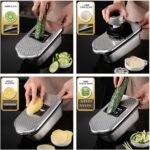 NOVANO 9-in-1 Vegetable Chopper, Stainless Steel Mandoline Slicer, Veggie Chopper, Food Chopper with Container, Onion Chopper, Veggie Cutter for Salad, Potato and Carrot, kitchen essentials Tool - Image 2