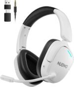 NUBWO Wireless Gaming Headset for PC, PS5, PS4, Connect to Game & Phone Simultaneously (2.4GHz + Bluetooth), 3 EQ Modes, 50H Battery, PS5 Headset with Mic, Lightweight Foldable Headphones White/Black - Image 2
