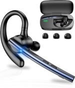 New Bee Bluetooth Headset V5.1 72H Talk Time Dual Mic with Mute Button for Business, Wireless Hand-Free Bluetooth Earpiece with 500mAh Charging Case for Cell Phone Calls Trucker Driver Laptop - Image 2