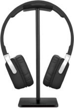 New bee Headphone Stand Headset Holder Earphone Stand with Aluminum Supporting Bar Flexible Headrest ABS Solid Base for All Headphones Size (Black) - Image 2