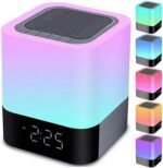 Night Lights Bluetooth Speaker, Alarm Clock Bluetooth Speakers Touch Sensor Bedside Lamp Dimmable Multi-Color Changing Bedside Lamp, MP3 Player, Wireless with Lights - Image 2
