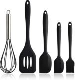 NileHome 4 Pack Silicone Spatula and Whisk Kitchen Utensils with Silicone Brush Heat Resistant BPA-free Rubber Spatula for Scraping, Baking, Cooking, Mixing-Black - Image 2