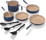 Ninja Ceramic Cookware Set, Extended Life 11-Piece Kitchen Cookware Sets with Comfort Grip, Nonstick Fry Pans, Pots, PTFE Free, Oven & Dishwasher Safe, Stovetop Compatible, Navy Blue, CW49011 - Image 2