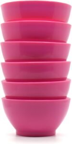 Non-Spill Mini Plastic Bowl Set - 8oz Reusable Kitchen Bowls with Concave Inner Lip and Non-Slip Base - For Serving Dips, Nuts, Ice Cream and Snacks - Set of 6 - Hibiscus Pink - Image 2