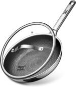 Non Stick Frying Pans Hybrid Ceramic With Lid, 12 Inch Tri-Ply Stainless Steel Skillet, Non-Toxic, PFAS/PFOA/PTFE Free, Metal Utensil Safe, Dishwasher & Oven Safe,Upgraded Version - Image 2