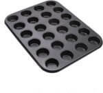 Nonstick 24 Cups Mini Muffin Pan with Extended Handles for Easy Grip, Carbon Steel Steel to Promoted Even Baking, Dishwasher Safe (Black) - Image 2