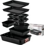 Nonstick Ceramic Bakeware Set – 8 Piece Baking Pans Set, Oven Safe to 450°F, Includes Muffin Pans, Cookie Sheets, Loaf, Roaster, Round & Square Pans, BPA-Free - Image 2