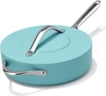 Nonstick Ceramic Sauté Pan with Lid (4.5 qt, 11") Deep Frying Pan for All Cooktops, Non Toxic Skillet PTFE/PFAS Free, Oven Safe up to 500°F w/ Stainless Steel Stay-Cool Handle, Caribbean Blue - Image 2
