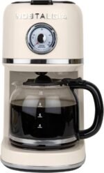 Nostalgia Classic Retro 10 Cup Coffee Maker - One-Touch Drip Brew, Reusable Filter - Anti-Drip, Auto Shutoff, & Time Display - Dishwasher Safe 50 oz Carafe - Cream - Image 2