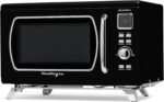 Nostalgia Mid-Century Retro Countertop Microwave Oven - Large 900-Watt - 0.9 cu ft - 8 Pre-Programmed Cooking Settings - Digital Clock - Kitchen Appliances - Black - Image 2