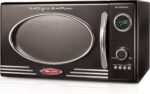 Nostalgia RMO4BK Retro 0.9 Cubic Foot 800-Watt Countertop Microwave Oven, 5 Power Levels and 12 Cook Settings, LED Display, Jet Black - Image 2