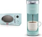 Nostalgia Retro Countertop Microwave Oven, 0.9 Cu. Ft. 800-Watts with LED Digital Display, Child Lock, Cu.Ft, Aqua & Keurig K-Mini Coffee Maker, Single Serve K-Cup Pod Coffee Brewer, 6 to 12 oz. - Image 2