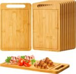 Nuenen 10 Pcs Bulk Wood Cutting Board with Handle 12 x 7.8 Inch Bamboo Wooden Kitchen Serving Chopping Boards for Pizza, Bread, Charcuterie, Fruit, Vegetables(Bamboo) - Image 2