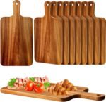 Nuenen 10 Pcs Wood Cutting Board with Handle 15.7 x 7.8 Inch Acacia Wooden Serving Kitchen Chopping Boards for Pizza, Bread, Cheese, Charcuterie, Fruit, Vegetables(Acacia) - Image 2