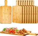 Nuenen 10 Pcs Wood Cutting Board with Handle 15.7 x 7.8 Inch Bamboo Wooden Serving Kitchen Chopping Boards for Pizza, Bread, Cheese, Charcuterie, Fruit, Vegetables(Bamboo) - Image 2