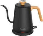 Nueve&Five Gooseneck Electric Kettle with Thermometer， Black Electric Kettle 1L with Auto Shut-Off，1000W Hot Water Kettle of Stainless Steel， Pour Over Kettle for Coffee & Tea - Image 2