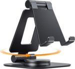 Nulaxy 360 Rotating Cell Phone Stand, Fully Adjustable Foldable Desktop Phone Holder Cradle Dock, Thick Case Friendly, Compatible with All Phones, Nintendo Switch, Black - Image 2