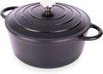 Nuovva Enamelled Cast Iron Dutch Oven Pot with Lid – 6.4 Quart Non Stick Casserole Pot – Heavy Duty & Oven Safe up to 500° F for Bread Baking, Braising, Stews, Roasting – 28cm Black - Image 2