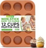 NutriChef 12-cup Copper Oven Muffin Pan, Non-Stick Coated Layer Surface, Even Heating Muffin Tray for Muffins, Cupcakes, Pastries & Mini Pies, Used for Model Number NCBSCC54 - Image 2