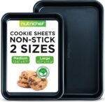 NutriChef 2-Piece Baking Sheet Non Stick - Premium Carbon Steel Cookie Sheets for Baking - Large and Medium Baking Trays for Oven - Blue Diamond - Image 2