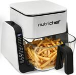 NutriChef 4 QT Air Fryer & Grill | 8-1 Preset Cook Modes | Transparent Fry Bowl for Best Cooking Results | Cook Shrimp, Steak, Fries, Wings & More | 4 QT Glass Air Fryer & 1.2 QT Grill | White - Image 2