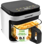 Nutrichef 5.8 Quart Air Fryer | 8-1 Preset Cook Modes | Transparent Fry Bowl for Best Cooking Results | Cook Shrimp, Steak, Fries, Wings, Chicken & More | Precise Temperature Control & Time | White - Image 2