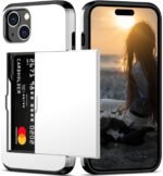 Nvollnoe Compatible with iPhone 15 Case with Card Holder Heavy Duty Protective Dual Layer Shockproof Hidden Card Slot Slim Wallet Phone Cover for Women&Men 6.1 inch(White) - Image 2