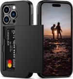 Nvollnoe Compatible with iPhone 15 Pro Case with Card Holder Heavy Duty Protective Dual Layer Shockproof Hidden Card Slot Slim Wallet Phone Cover for Women&Men 6.1 inch(Black) - Image 2