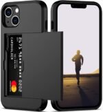 Nvollnoe for iPhone 13 Case with Card Holder Heavy Duty Protective Dual Layer Shockproof Hidden Card Slot Slim Wallet Case for iPhone 13 for Women&Men(Black) - Image 2
