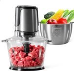 OLIXIS Electric Food Processor, 450W Meat Grinder & Vegetable Chopper with 2 Bowels for Home Use, Food Chopper with Double S-Blades for Vegetable, Onion, Garlic, Meat, Nuts, Black - Image 2