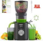 OMMO Juicer Machines, 300W Cold Press Juicer for Whole Vegetables & Fruits with 6'' Large Feed Chute, Slow Masticating Juicer Easy to Clean, High Juice Yield, BPA Free, Black - Image 2