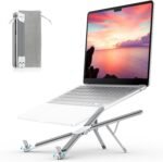 OMOTON LA15 Foldable & Portable Laptop Stand for Desk, [360° Support Feet+Lightweight] Tablet Stand for Desk and Travel, 6 Level Height Ergonomic Aluminum Computer Holder for 10-16" Laptops - Image 2