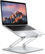 OMOTON Laptop Stand for Desk, Ergonomic Metal Adjustable Laptop Stand, Laptop Holder Riser with Cooling Function, Computer Stand Compatible with MacBook and All Laptops (10-17.2 inch), Silver - Image 2