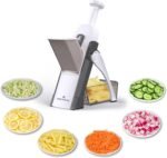 ONCE FOR ALL Safe Mandoline Slicer 5 in 1 Vegetable Chopper Food Potato Cutter, Strips Julienne Dicer Adjustable Thickness 0.1-8 mm Kitchen Chopping Artifact Fast Meal Prep (Gray) - Image 2