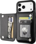 ONETOP Compatible with iPhone 17 Pro Max Wallet Case with Card Holder, PU Leather Kickstand Card Slots Case, Double Magnetic Clasp and Durable Shockproof Cover 6.9 Inch (Black) - Image 2
