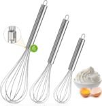 OOKUU Stainless Steel Wire Whisk Set - 3 Packs Balloon Whisk, Thick Wire Wisk ＆ Strong Handles, Egg Frother for Cooking, Blending, Whisking, Beating and Stirring (8"+10"+12") - Image 2
