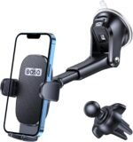 OQTIQ 3-in-1 Car Phone Mount for Dashboard, Windshield & Air Vent – Strong Suction Cup Holder with Adjustable Arm & 360° Rotation – Universal Car Cell Phone Holder for iPhone & Android Smartphones - Image 2