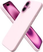 ORNARTO Compatible with iPhone 16 Case 6.1", Slim Liquid Silicone 3 Layers Full Covered Soft Gel Rubber Shockproof Phone Case, Protective Cover with Anti-Scratch Microfiber Lining-Chalk Pink - Image 2