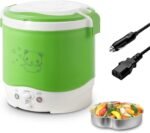 OSBA Mini Rice Cooker, 1L Travel Rice Cooker Small 12V For Car, Cooking For Soup Porridge and Rice, Cooking Heating and Keeping Warm Function(Green) - Image 2