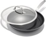 OXO Enhanced, 12" Frying Pan Skillet with Lid, Healthy Ceramic Nonstick, PFAS-Free, Stainless Steel Handle, Dishwasher Safe, Oven Safe, Black - Image 2