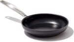 OXO Enhanced 8" Frying Pan Skillet, PFAS-Free Ceramic Nonstick, Durable Hard Anodized Cookware, Scratch Resistant, Stainless Steel Handle, Good Grips, Dishwasher Safe, Oven safe, Black - Image 2