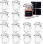 Oak & Steel 12 Pack 3.4oz Small Airtight Glass Spice Jars with Lids & Clip Top, 24 Labels & Chalk Pen - Square Bottles, Herb Jars, Mason Jars, Seasoning Containers - Image 2