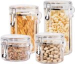Oggi 4pc Clear Canister Set with Clamp Lids & Spoons - Airtight Food Storage Containers, Ideal for Kitchen & Pantry Storage of Bulk, Dry Food Including Flour, Sugar, Coffee, Rice, Tea, Spices & Herbs - Image 2
