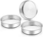 Onader 8 Inch Round Cake Pan, Stainless Steel Baking Pan Set of 3, Birthday Wedding Cake Tin - Image 2