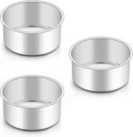 Onader Mini Round Cake Pan Set for Baking, 4 Inch Stainless Steel Baking Pan Tin Set of 3 - Image 2