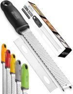Orblue Lemon Zester & Cheese Grater - Premium Citrus Zester, Kitchen Grater for Parmesan, Chocolate, Fruits, Vegetables, Ginger, Garlic, Nutmeg - Stainless Steel Blades with Protective Cover, Black - Image 2