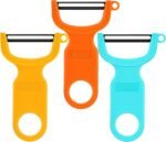 Original Vegetable Peeler, Potato Peelers for kitchen Carbon Steel Blade 3-Pack Orange/Blue/Yellow - Image 2