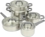 Oster Beauford 9-Piece Stainless Steel 5-Ply Encapsulated Base Cookware Set – Non-Toxic, Induction Compatible Pots and Pans with Stay-Cool Handles – Dishwasher Safe - Image 2