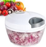 Ourokhome Manual Food Processor Vegetable Chopper, Portable Hand Pull String Garlic Mincer Onion Cutter for Veggies, Ginger, Fruits, Nuts, Herbs, etc., 500ml, White - Image 2